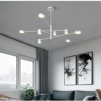 Современный подвесной светильник в скандинавском стиле, золотисто-белая светодиодная потолочная люстра для гостиной, украшения спальни, подвесной светильник