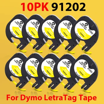 Ленты ABColor 10PK 91202, совместимые с картриджами Dymo Letratag 91222 91332 LT 91202 Черного цвета с желтой этикеткой Для Dymo LT-100H