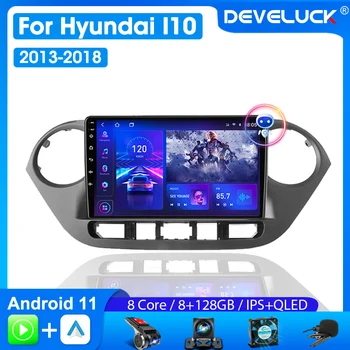 Автомобильный радиоприемник Develuck 2 Din Android 11 для Hyundai I10 2013-2018 Мультимедийный плеер 4G GPS Навигация Carplay Стерео DVD Головное устройство