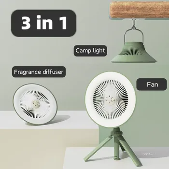 Кемпинговый вентилятор и ночник 3 в 1, Перезаряжаемый настольный Портативный циркулятор, Беспроводной потолочный электрический вентилятор, светодиодное освещение