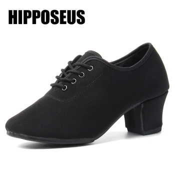 Hipposeus/Танцевальная обувь; Современная Бальная Мужская Обувь Для Танго и Сальсы; Женская Обувь Для танцев На низком каблуке с мягкой/резиновой подошвой; Профессиональная обувь для танцев