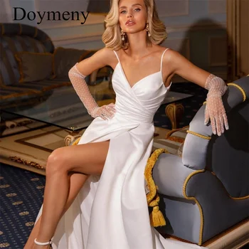 Свадебные платья Doymeny Трапециевидной формы с V-образным вырезом, Бретельками-Спагетти, на шнуровке, с разрезом по бокам, длиной до пола, Современное 2023 Vestido de Noiva Princesa