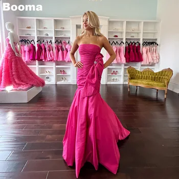 Booma, ярко-розовые вечерние платья русалки без бретелек, платье для выпускного вечера в складку со шлейфом, платья для официальных мероприятий, платье для празднования событий