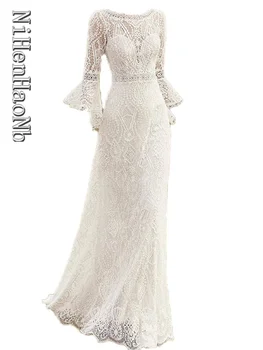 Длинное свадебное платье из высококачественной кружевной ткани для фотосъемки в путешествиях высокого класса Vestidos De Novia