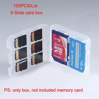 100шт Коробка для карт памяти 8 в 1 8 Слотов Micro SD TF SDHC MSPD Карта памяти Защитная Коробка Чехол Для Хранения 8в1 Пластиковая Коробка Держатель Чехол