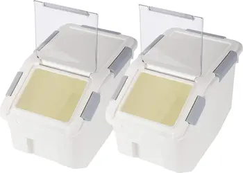 Контейнер для хранения с колесиками, закрывающаяся крышка из полипропилена ((405,77 унции / 22 литра / 50 чашек), упаковка-2)
