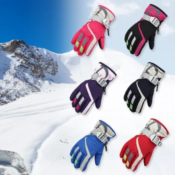 1 Пара Детских Теплых ветрозащитных спортивных лыжных перчаток для мальчиков и девочек, детские дышащие регулируемые перчатки