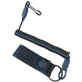 Тактический эластичный шнур с защитой от потери, Военный пружинный ремень безопасности, веревка для пистолета, кольцо для ключей, цепочка, фонарик, охотничьи принадлежности