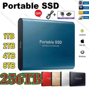 Портативный SSD-накопитель 1 ТБ 2 ТБ 64 ТБ Мобильный твердотельный накопитель 16 ТБ 8 ТБ Внешний накопитель Decives Type-C USB 3.1 Жесткие диски для Ноутбуков/ПК/Ps4