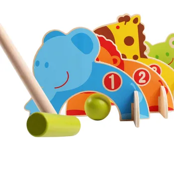 Детские деревянные Мультяшные Животные Гейтбольные игрушки Семейный Открытый Крокет Игрушка для гольфа Родительские Детские Игры M09