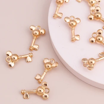 20 штук Милых мультяшных бусин-брелоков с изображением мыши для самостоятельного изготовления Ожерелий, Браслетов, ювелирных изделий золотого цвета Berloques