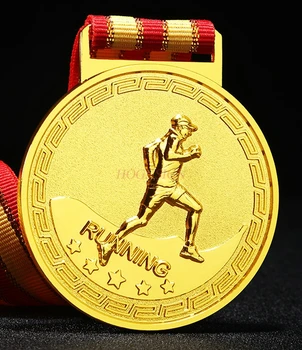 Медаль городских Марафонских школьных игр, Металлическая медаль по бегу по пересеченной местности, Медаль 2021