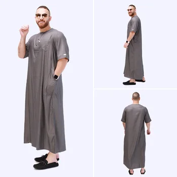 Мусульманский Модный Халат Мужской Jubba Thobe Musulman Homme Caftan Исламская Традиция Платье Ropa Hombre Одежда Саудовская Дубай Кафтан Абая