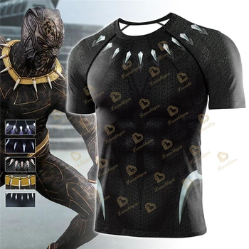 Черная пантера, Джерси с коротким рукавом, тренировка для бега, Компрессионная спортивная футболка с Человеком-пауком, облегающая спортивная одежда, футболки для фитнеса