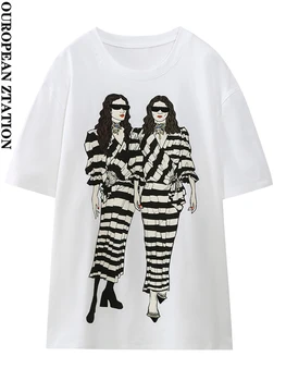 PAILETE Женская модная футболка с принтом для девочек 2023, винтажные футболки с коротким рукавом и круглым вырезом, женская повседневная футболка, уличная одежда, топы