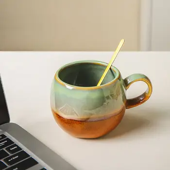 Кофейная чашка Керамическая Чашка Ins, Высококачественная Кружка с крышкой и ложкой, Чашка для воды, Чашка для домашнего Завтрака, Чашка Большой емкости с соломинкой