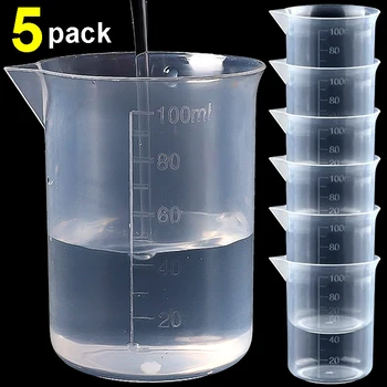 100 мл Мерный стакан, Прозрачные Пластиковые Весы, Лабораторный стакан, Чашки для химической лаборатории, Смола, вода, Кухонные инструменты Для выпечки, Контейнер