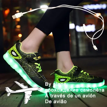 Размеры 26-37, Детская светящаяся обувь со светодиодной подзарядкой от USB, Детская обувь с крючком и петлей, Детские светящиеся кроссовки, Детская светящаяся обувь со светодиодной подсветкой