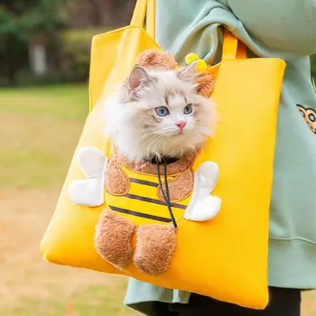 Холщовая сумка для домашних животных, сумка для кошек, маленькая собачка, Мультяшное животное, может появляться на одном плече, Милая, Забавная, Косая