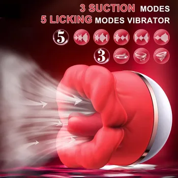 Полностью автоматический Сосущий Красный Массажер для Губ, Перезаряжаемая забавная игрушка-вибратор, женский мастурбатор для языка и рта