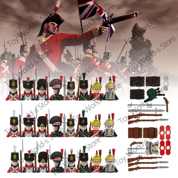 MOC Наполеоновские войны, Британские солдаты, пехота, Французская армия, Оружие, Строительные блоки, Военные Фигурки, Кирпичи, игрушки, подарок