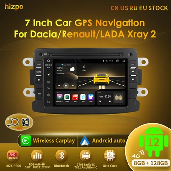 Hizpo Android 12 Автомобильный Радиоприемник GPS Навигация для Renault/Dacia/Sandero/Duster/Captur/Lada Xray 2/Logan Мультимедийный плеер Auto RDS