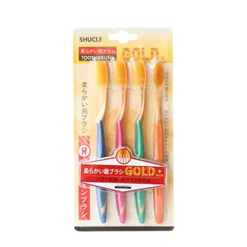 4 шт. в упаковке, японская высокоплотная золотая Нано TPR сверхтонкая мягкая зубная щетка для взрослых, инструмент для чистки полости рта, зубная щетка