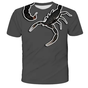 Футболка для мальчиков, Летняя модная футболка с принтом Скорпиона, Повседневные топы в стиле хип-хоп, Футболка с коротким рукавом для мальчиков от 3 до 14 лет, Детская Одежда, Футболка с животными