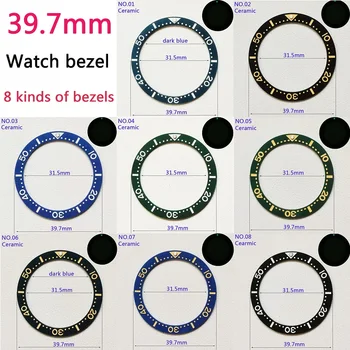 Роскошный Керамический Плоский безель для часов Диаметром 39,7 мм, Светящиеся вставки в зеленую точку, Корпус, Замена деталей для часов, Диаметр внутреннего кольца 31,5 мм