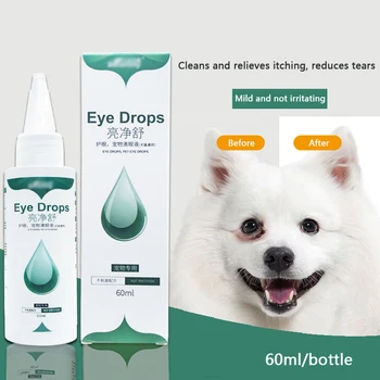 Глазные капли для домашних животных 60 мл Раствор для промывания глаз собак и кошек для удаления следов от слез Глазные капли для собак и кошек Раствор для ухода за глазами посторонних