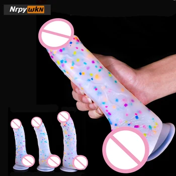 Фаллоимитатор Confetti 14-25 см, реалистичная прозрачная силиконовая присоска, женская секс-игрушка для влагалища G-Spot
