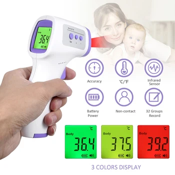 Инфракрасный термометр, цифровой бесконтактный ЖК-дисплей на лбу, ИК-температурный пистолет, Многофункциональный термометр для тела для ребенка и взрослого