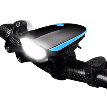 Велосипедная фара USB Зарядка светодиодная водонепроницаемая с рожком, светильник для горного велосипеда, снаряжение для ночной езды, Аксессуары для велоспорта на открытом воздухе