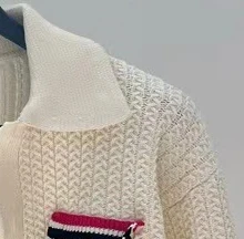 Женский свитер Весна-лето 2023, Новый хлопковый кардиган с кружевным подолом Контрастного цвета, Вязаный жакет