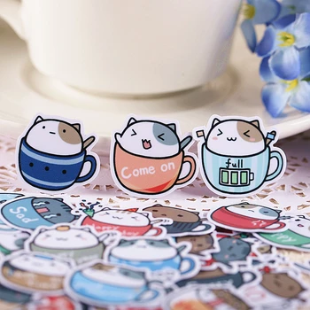 40 шт. Креативные милые самодельные наклейки для кофейной чашки с кошками, наклейки для скрапбукинга/декоративные наклейки/фотоальбомы для рукоделия