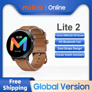 Mibro Lite 2 Умные Часы Глобальная версия HD Bluetooth Вызов 1,3 Дюймовый AMOLED Экран AOD Водонепроницаемые Спортивные Мужские Женские Смарт-Часы