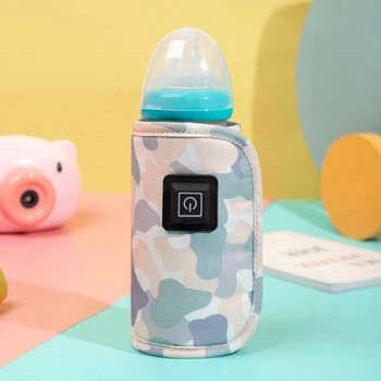 Портативная USB-Грелка для детских бутылочек, Камуфляжная Дорожная Грелка для молока, Термостат для бутылочки для кормления, Теплая крышка для еды