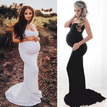 Платья для фотосъемки беременных без рукавов, с низкой посадкой на груди, Для беременных, для душа ребенка, Эластичные платья для фотосессии беременных