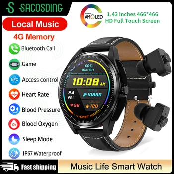 2023 TWS Умные часы Мужские Bluetooth-часы с функцией вызова, часы с NFC, GPS-отслеживание движения, умные часы для здоровья, фитнес-браслет для Android ios