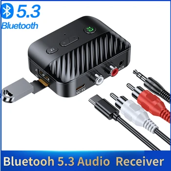 KORSEED Bluetooth 5.3 Автомобильный аудиоприемник С поддержкой воспроизведения музыки на Tf U-диске, Беспроводной аудиоадаптер 3,5 мм Aux RCA для автомобильных телевизионных колонок