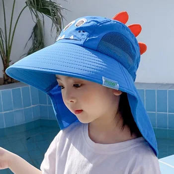 Новая летняя Детская солнцезащитная шляпа, детская уличная шейная ушная крышка с защитой от ультрафиолета, пляжные Кепки Для мальчиков и девочек, дорожная кепка с клапаном