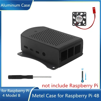 Raspberry Pi 4 Корпус из алюминиевого сплава Metel Box с подвесным кронштейном Дополнительный вентилятор охлаждения для Raspberry Pi 4 Модель B