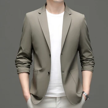 Роскошный Костюм высокого класса, Мужская деловая повседневная куртка, Весенне-осенний Тонкий Корейский приталенный пиджак, мужская куртка