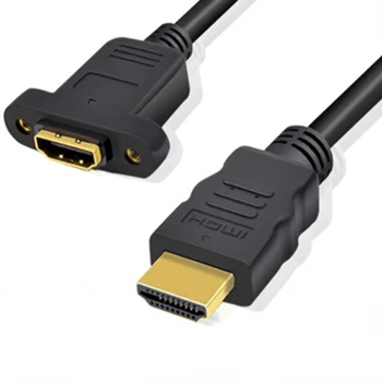 Удлинительный кабель HDMI-совместимый для мужчин и женщин с винтовым креплением на панели, позолоченный разъем для видеоадаптера 50 см 1 ФУТА 1080P HDTV