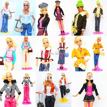 5 Комплектов одежды, Уникальный дизайн, кукольные платья ручной работы, одежда, костюм, пальто, Брюки, Аксессуары для куклы Барби Kurhn, Детский подарок