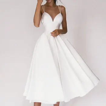 Элегантные белые вечерние платья в виде сердца, сексуальное платье для выпускного вечера с открытой спиной, повседневное уличное платье-комбинация на бретельках для девочек