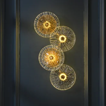 Современный круглый настенный светильник с кристаллами Подсолнечника, Комбинация без стекла Для гостиной, ТВ-фон, Спальня, светодиодные бра
