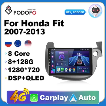 Podofo 2 din Android 11 автомагнитола для HONDA FIT 2007-2013 Мультимедийный видеоплеер GPS Навигация RDS 4G Carplay головное устройство