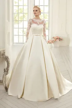 Элегантное Кружевное Платье с Длинным рукавом 2023, Пышное Свадебное платье с открытой спиной, Vestido De Noiva Princesa, платье Марии, платья для матери невесты