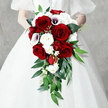 Свадебная невеста, капля воды, цветы в руках, Свадебный Имитационный букет, Свадебный букет для подружек невесты Ramo De Novia